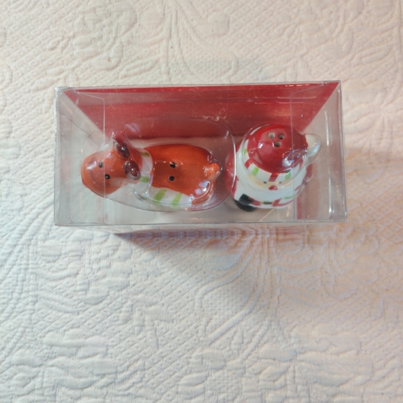 Boston Warehouse Santa & Rudolph Reindeer Salt & Pepper Shakers New in box - Picture 5 of 6